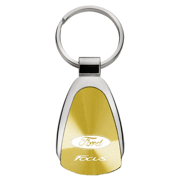 Ford Focus Keychain & Keyring - Gold Teardrop