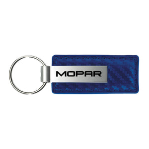 Mopar Keychain & Keyring - Blue Carbon Fiber Texture Leather