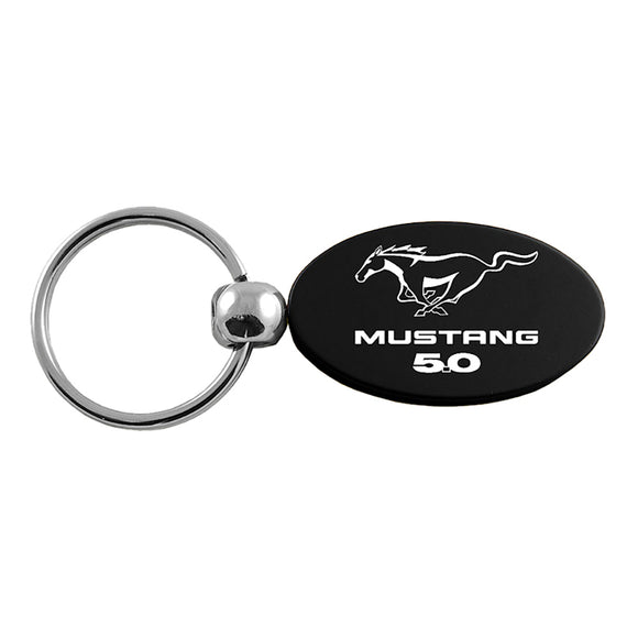 Ford Mustang 5.0 Keychain & Keyring - Black Oval