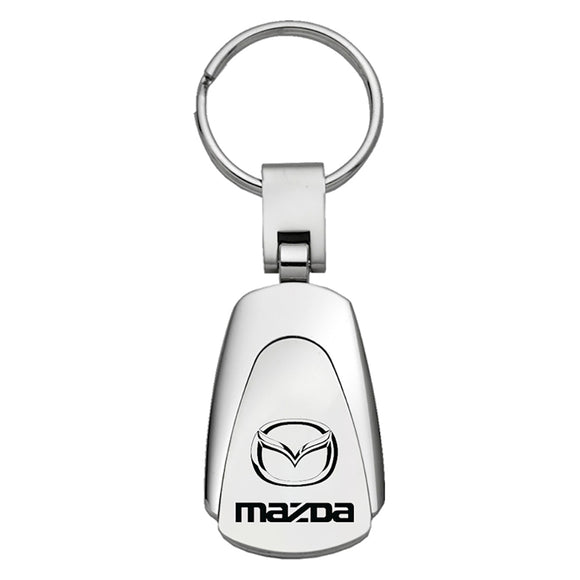 Mazda Tear Drop Authentic Red Leather Key Fob Keyring Keychain Tag