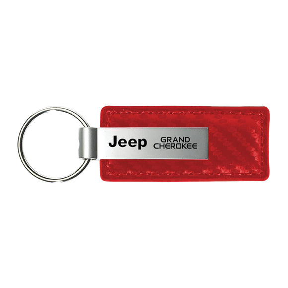Jeep Grand Cherokee Keychain & Keyring - Red Carbon Fiber Texture Leather