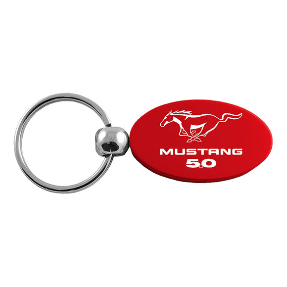 Ford Mustang 5.0 Keychain & Keyring - Red Oval