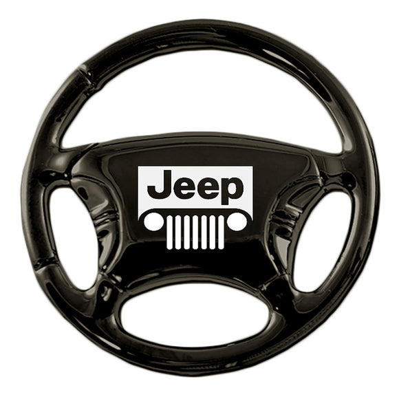 Jeep Grill Keychain & Keyring - Black Steering Wheel