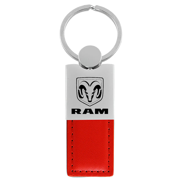 Dodge Ram Keychain & Keyring - Duo Premium Red Leather