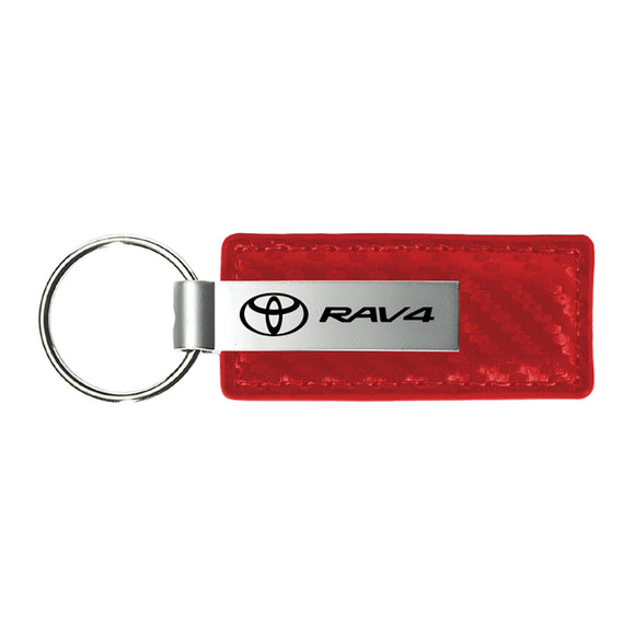 Toyota RAV4 Keychain & Keyring - Red Carbon Fiber Texture Leather