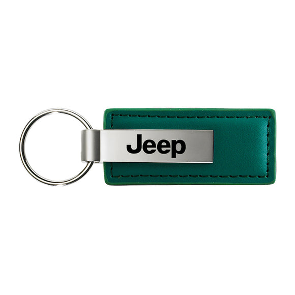 Jeep Keychain & Keyring - Green Premium Leather