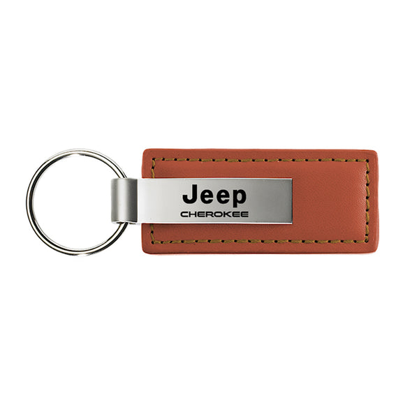 Jeep Cherokee Keychain & Keyring - Brown Premium Leather
