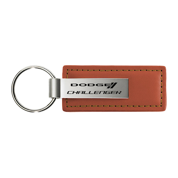 Dodge Challenger Keychain & Keyring - Brown Premium Leather