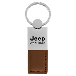 Jeep Wrangler Keychain & Keyring - Duo Premium Brown Leather