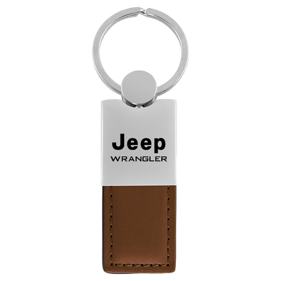 Jeep Wrangler Keychain & Keyring - Duo Premium Brown Leather