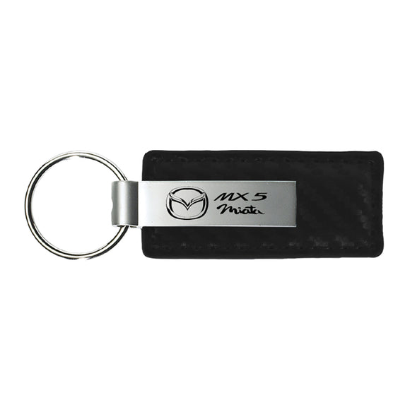 Mazda Miata MX-5 Keychain & Keyring - Carbon Fiber Texture Leather