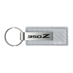 Nissan 350z Keychain & Keyring - White Carbon Fiber Texture Leather