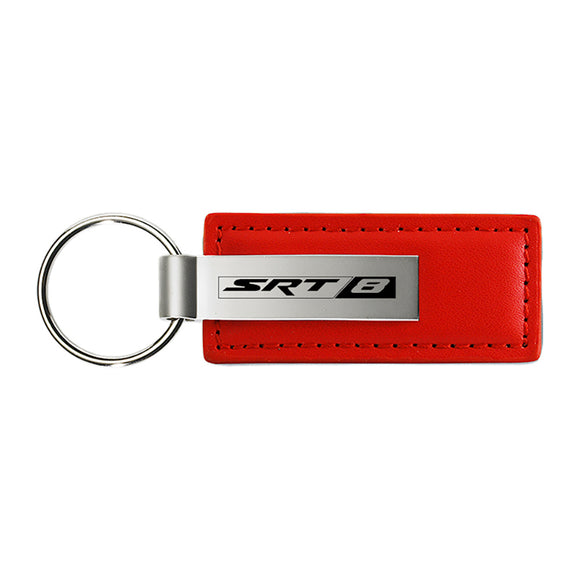 Dodge SRT-8 Keychain & Keyring - Red Premium Leather