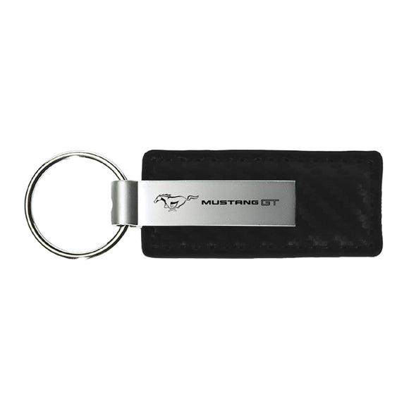 Ford Mustang GT Keychain & Keyring - Carbon Fiber Texture Leather