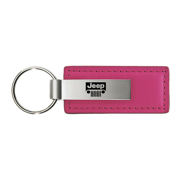 Jeep Grill Keychain & Keyring - Pink Premium Leather