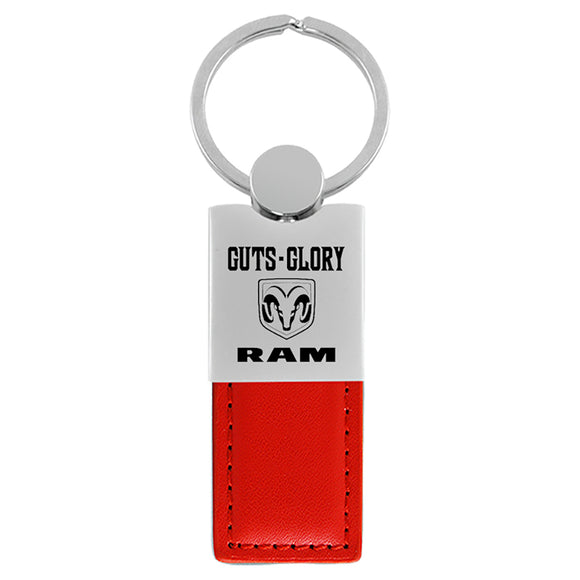 Dodge Ram Guts-Glory Keychain & Keyring - Duo Premium Red Leather