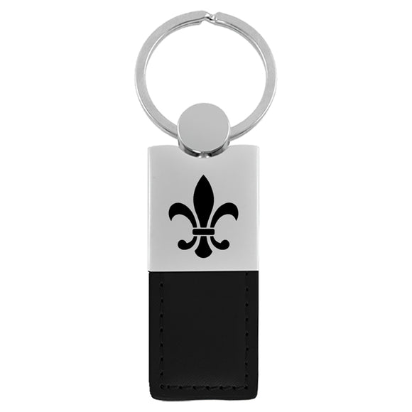 Fleur-De-Lis Keychain & Keyring - Duo Premium Black Leather