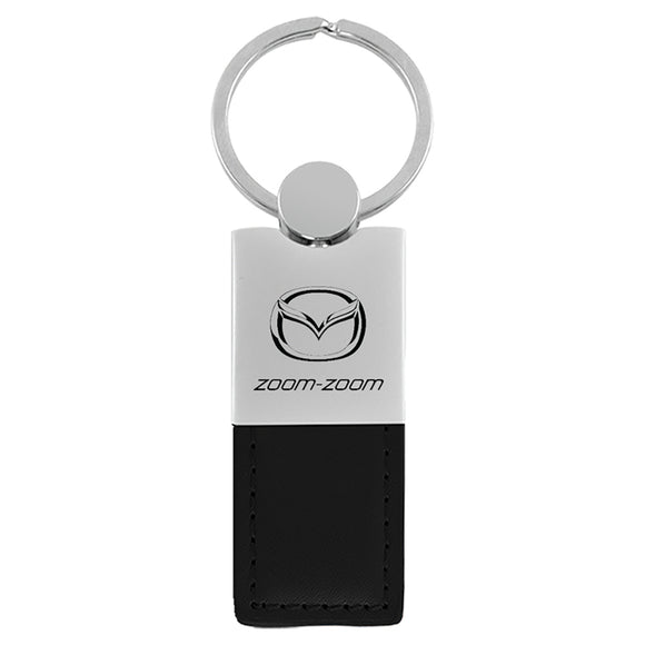 Mazda Zoom Zoom Keychain & Keyring - Duo Premium Black Leather