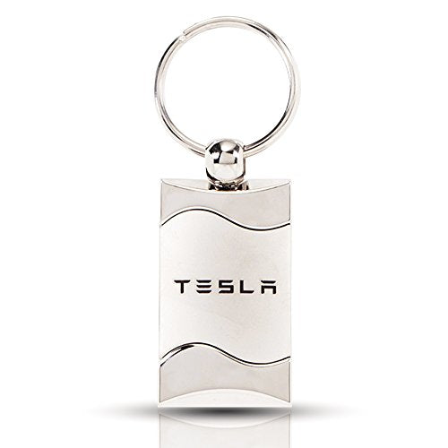 Tesla Keychain & Keyring - Silver Wave