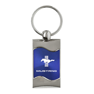 Ford Mustang Tri-Bar Keychain & Keyring - Blue Wave