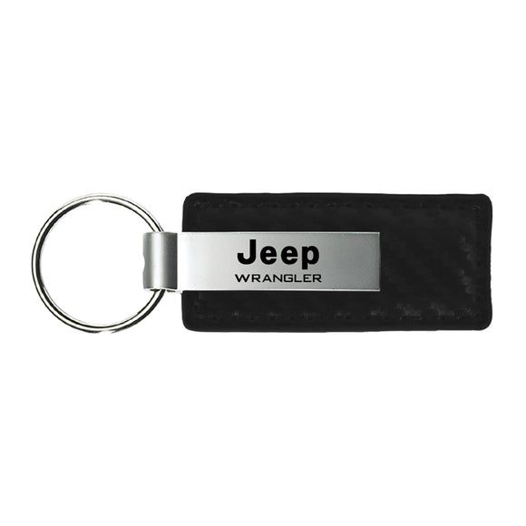 Jeep Wrangler Keychain & Keyring - Carbon Fiber Texture Leather