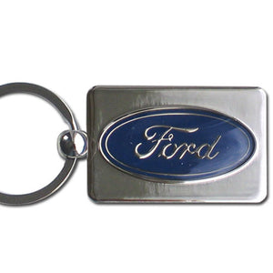 Ford Keychain & Keyring - Chrome Rectangle