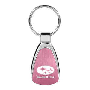 Subaru Pink Tear Drop Metal Key Ring