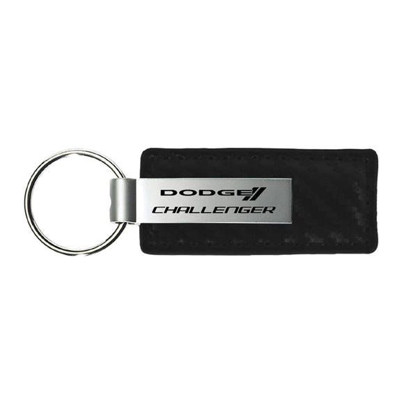Dodge Challenger Keychain & Keyring - Carbon Fiber Texture Leather