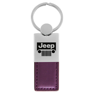 Jeep Grill Keychain & Keyring - Duo Premium Purple Leather