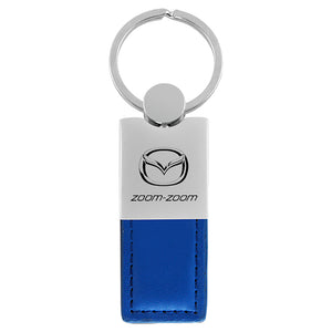 Mazda Zoom Zoom Keychain & Keyring - Duo Premium Blue Leather