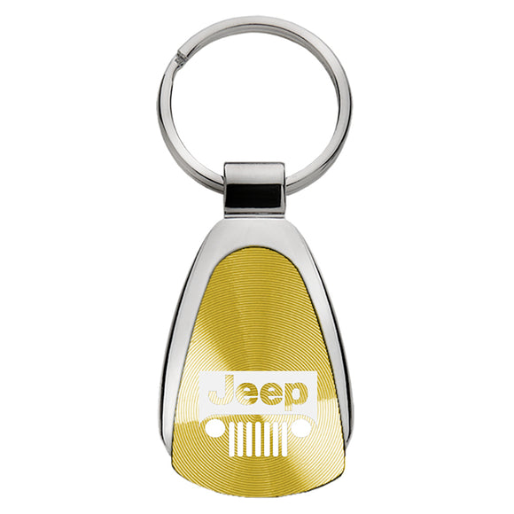 Jeep Grill Keychain & Keyring - Gold Teardrop