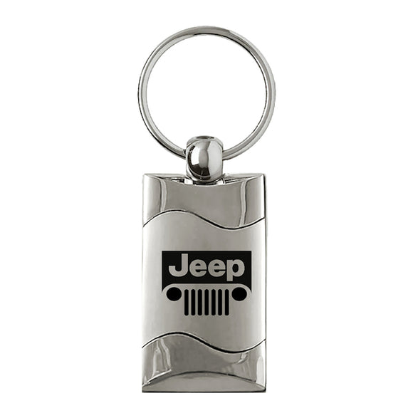 Jeep Grill Keychain & Keyring - Silver Wave