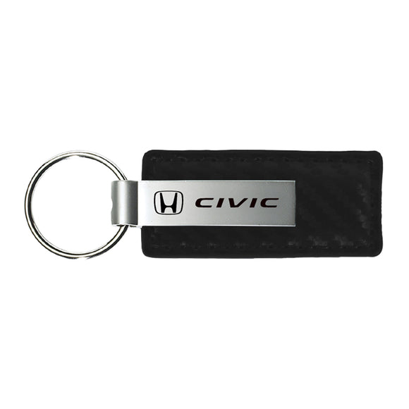 Honda Civic Keychain & Keyring - Carbon Fiber Texture Leather