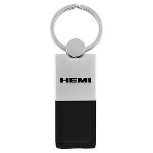Dodge Hemi Keychain & Keyring - Duo Premium Black Leather