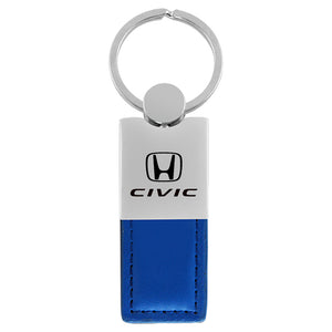 Honda Civic Keychain & Keyring - Duo Premium Blue Leather