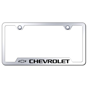 Chevrolet License Plate Frame - Laser Etched Cut-Out Frame - Stainless Steel