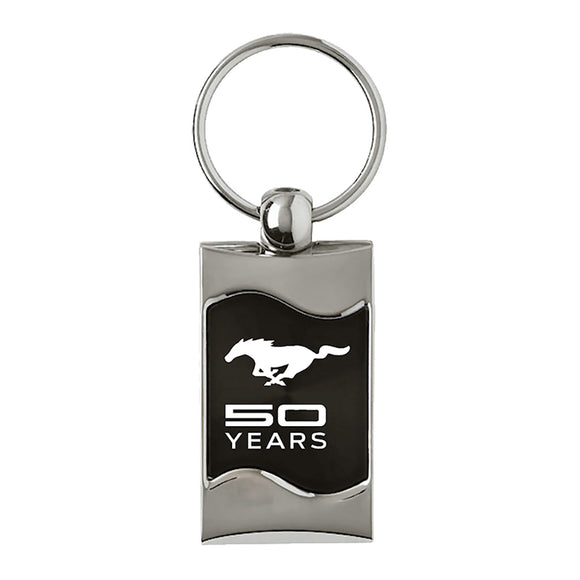 Ford Mustang 50 Years Keychain & Keyring - Black Wave