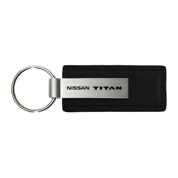 Nissan Titan Black Leather Key Chain & Key Ring