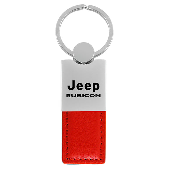 Jeep Rubicon Keychain & Keyring - Duo Premium Red Leather