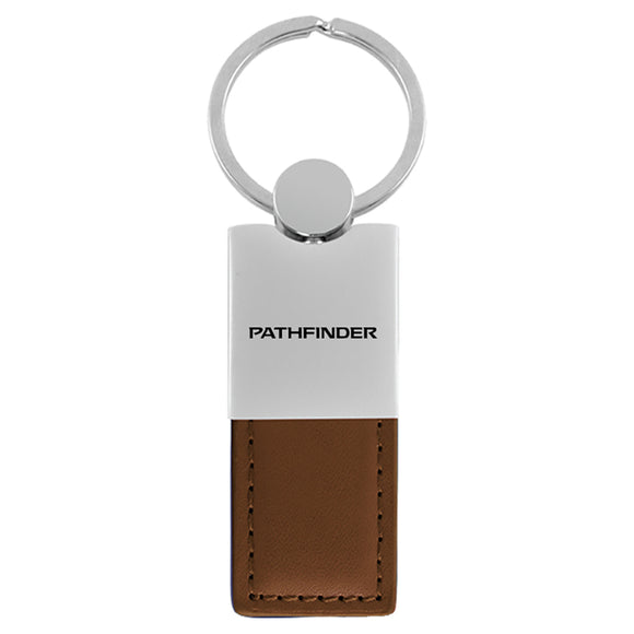 Nissan Pathfinder Keychain & Keyring - Duo Premium Brown Leather