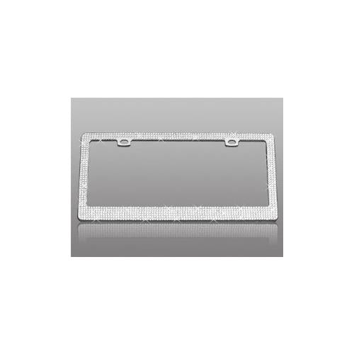 Chrome License Plate Frame with Fully Encrusted Multiple Diamonds - 2 Hole
