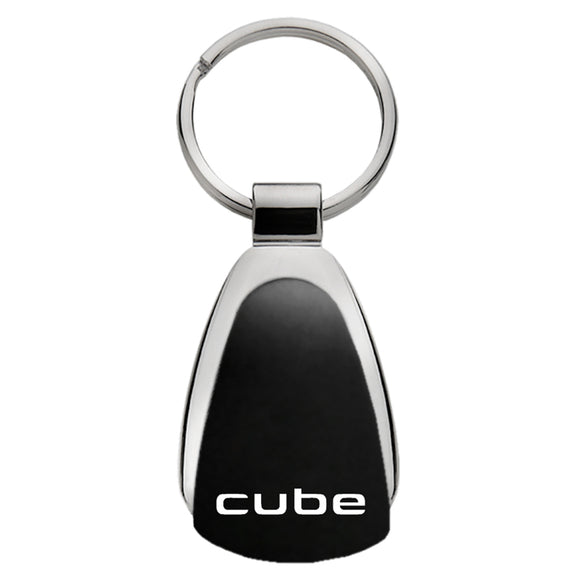 Nissan Cube Keychain & Key Ring – Chrome with Black Teardrop Key Chain KCK.CUBE