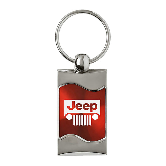 Jeep Grill Keychain & Keyring - Red Wave
