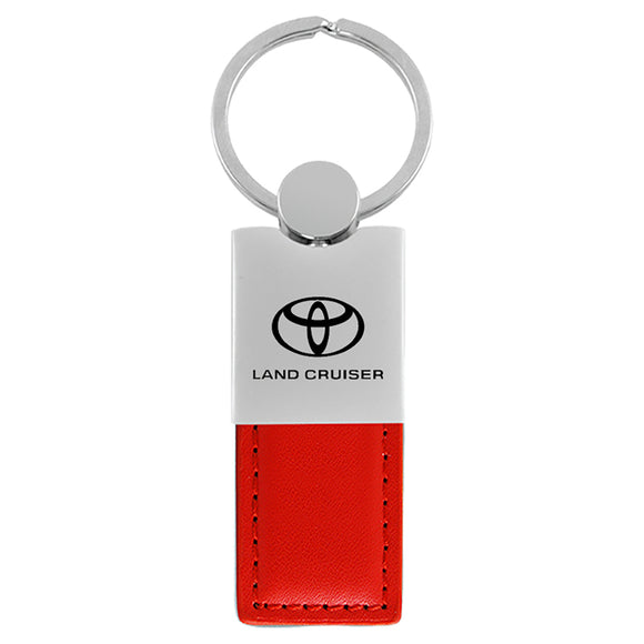 Toyota Land Cruiser Keychain & Keyring - Duo Premium Red Leather