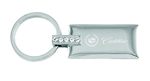 Cadillac Keychain & Keyring - Rectangle with Bling White