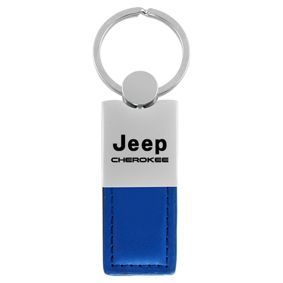 Jeep Cherokee Keychain & Keyring - Duo Premium Blue Leather