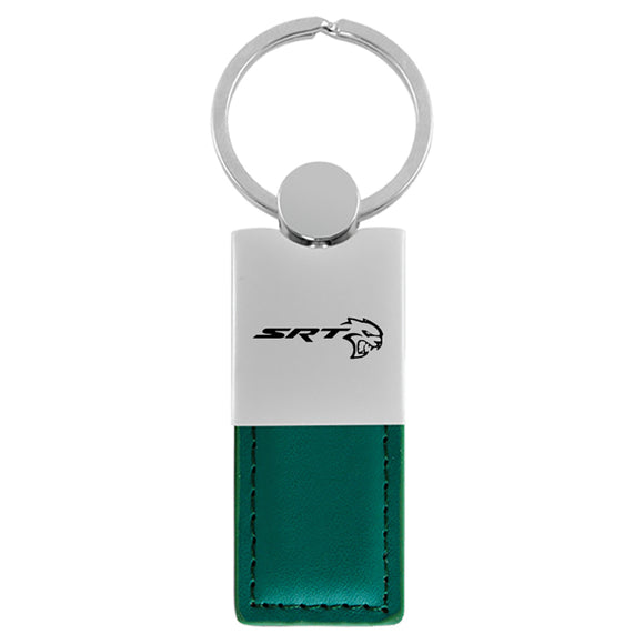 Dodge SRTH Hellcat Keychain & Keyring - Duo Premium Green Leather