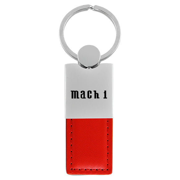 Ford Mustang Mach 1 Keychain & Keyring - Duo Premium Red Leather