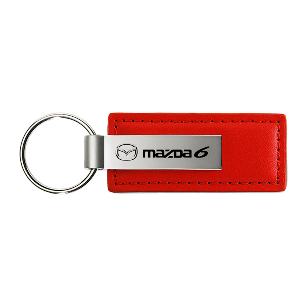 Mazda Tear Drop Authentic Red Leather Key Fob – Stainless Steel & Leather Keychain
