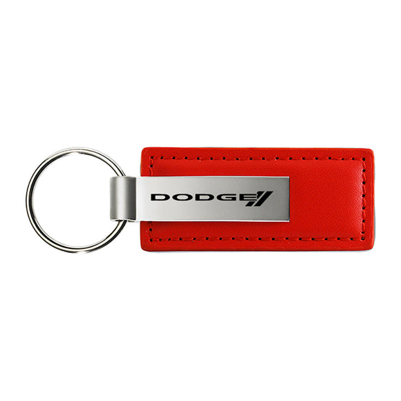 Dodge Stripe Keychain & Keyring - Red Premium Leather